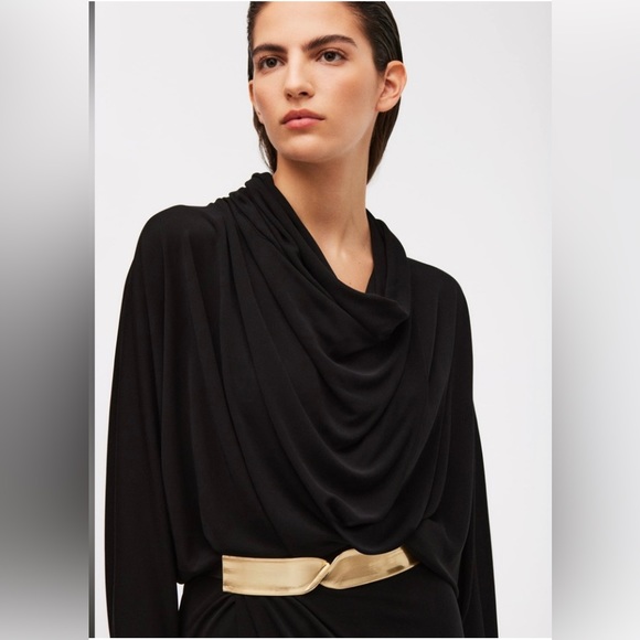 ZARA DRAPE MIDI DRESS LIMITED EDITION SIZE XS COLOR BLACK NWT - Picture 8 of 11